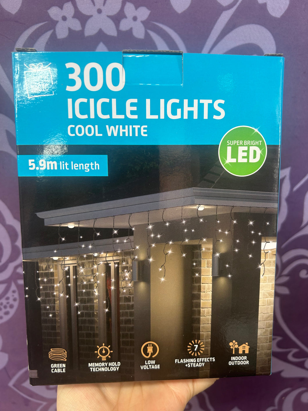 LED ICICLES FLASHING WHITE 300LIGHT 5.9M
