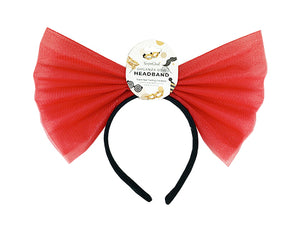 LACE RIBBON BOW HEAD BAND RED