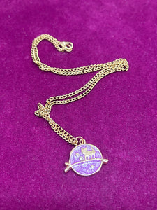 GOLD CAT ON PURPLE MOON NECKLACE