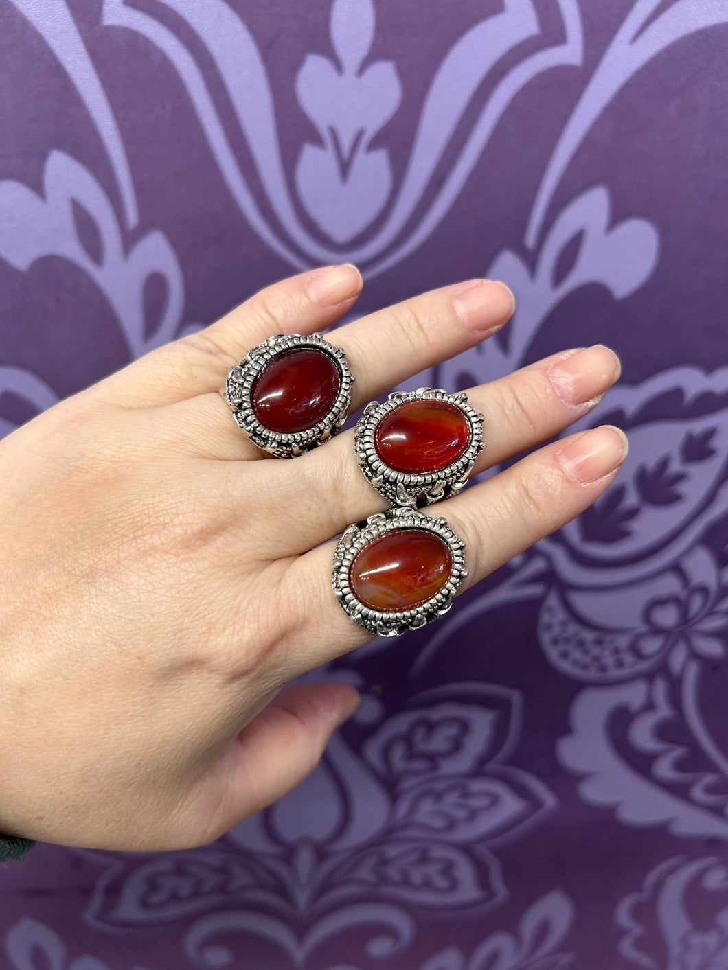 CARNELIAN STONE RING SIZE 18-20 1PC