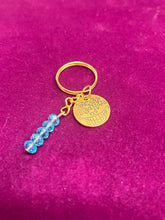 Load image into Gallery viewer, KEYRING GOLD WITH BLUE CRYSTAL 1PC

