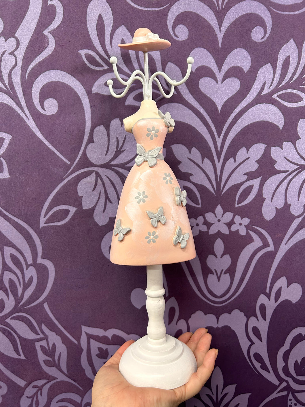 JEWELLERY STAND PEACH BUTTERFLY 33CM