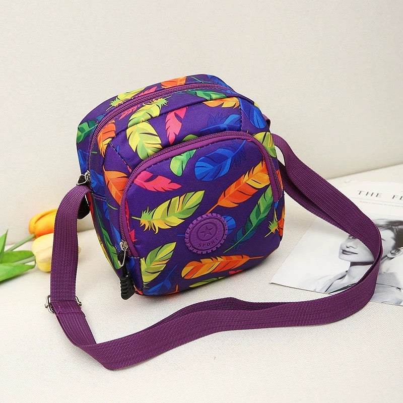 SHOULDER BAG PURPLE FEATHER 15*17CM