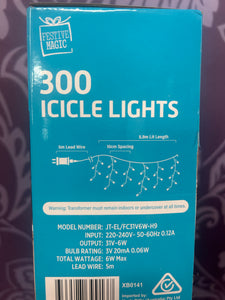 LED ICICLES FLASHING WHITE 300LIGHT 5.9M