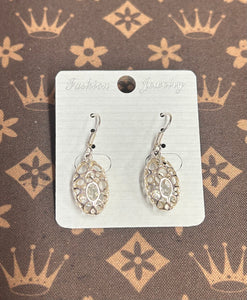 EARRINGS SILVER WITH LARGE CRYSTAL