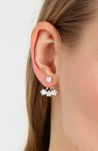 STERLING SILVER EARRINGS WITH FLOWER CRYSTAL