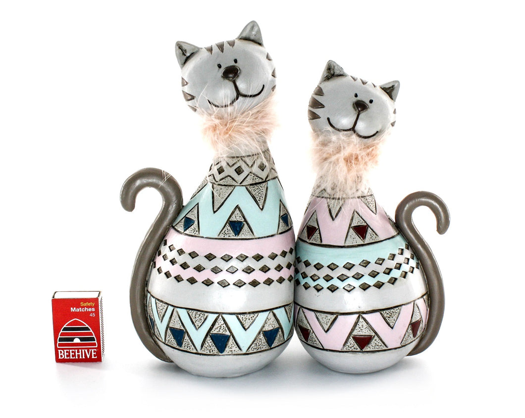 AZTEC CATS SET OF TWO LARGE 15 & 13CM