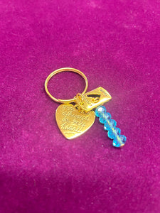 KEYRING GOLD WITH BLUE CRYSTAL 1PC