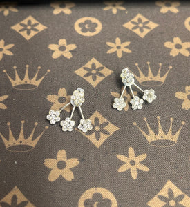 STERLING SILVER EARRINGS WITH FLOWER CRYSTAL