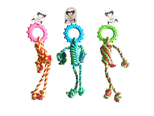 PET TOY CHEWING RING WITH ROPE 1PC