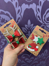 Load image into Gallery viewer, CHRISTMAS GLITTER HAIR CLIP 2PK
