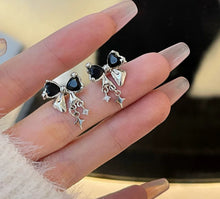 Load image into Gallery viewer, EARRINGS BLACK BOW TIE
