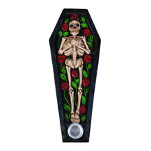 Load image into Gallery viewer, SKELETON WITH ROSES COFFIN CONE &amp; INCENSE BURNER 21.5CM
