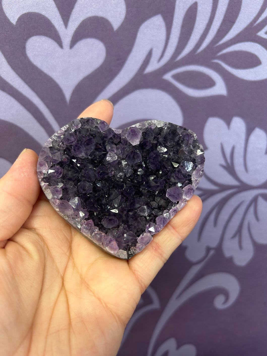 AMETHYST CLUSTER HEART 7.5*6.5CM