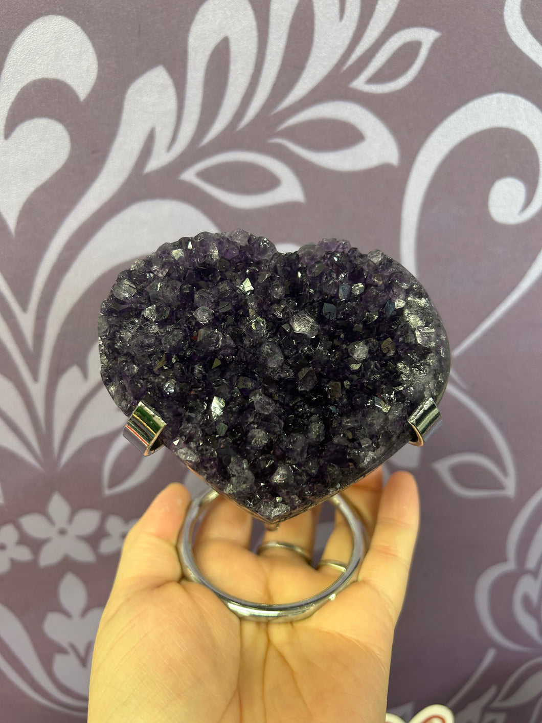 AMETHYST CLUSTER HEART 9.5*8.5CM