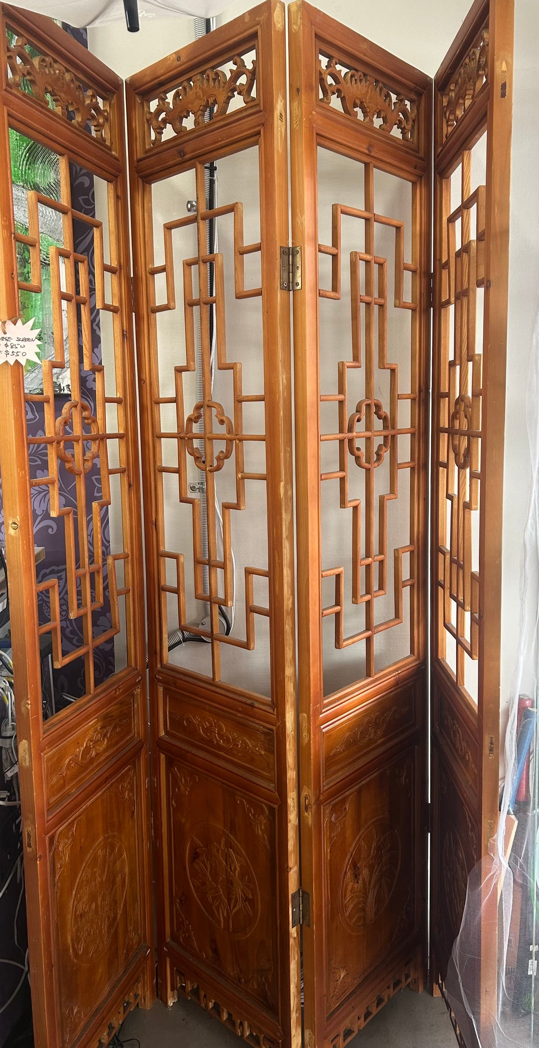 CHINESE WOODEN SCREEN 45CM*4PCS 210CM HIGH (PICK UP ONLY)