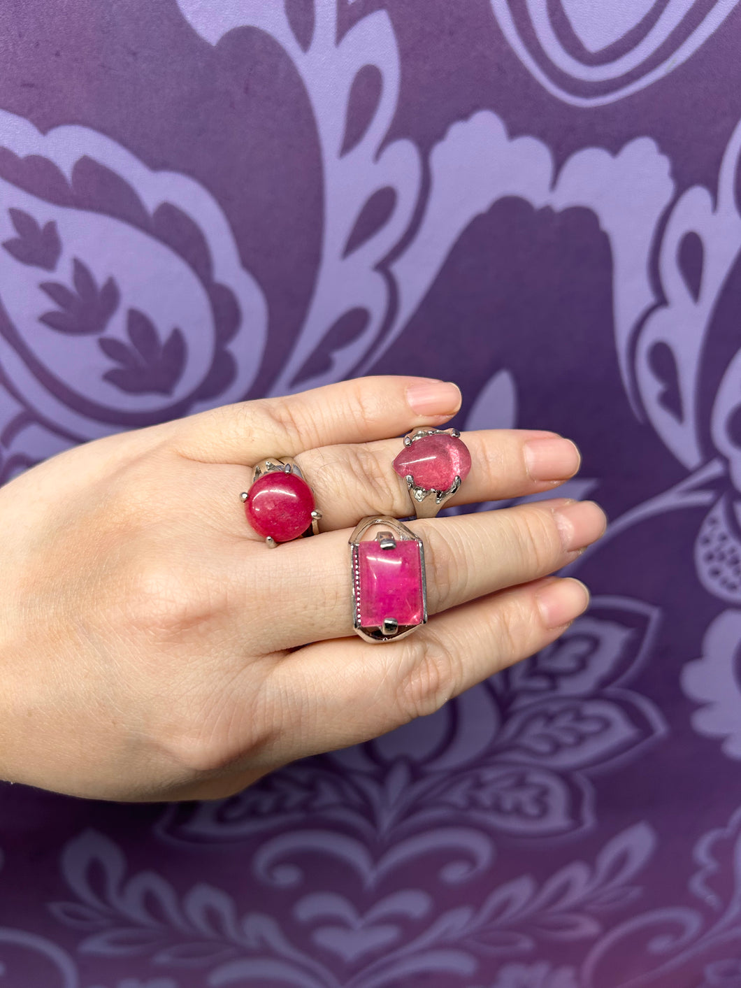 PINK STONE RING SIZE 16-20 1PC