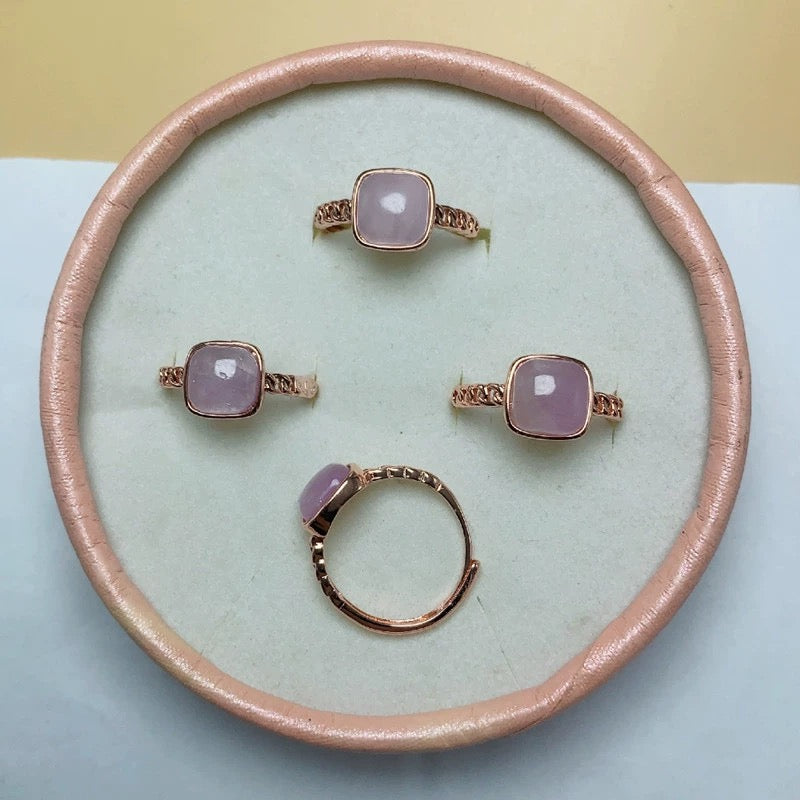 PURPLE SPODUMENE RING ROSE GOLD OPEN BAND 1PC