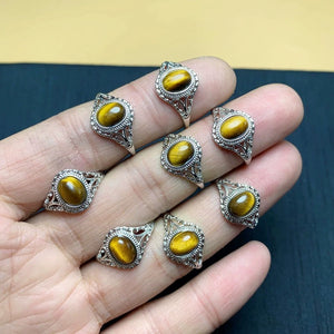 TIGER EYE STONE RING OPEN BAND 1PC