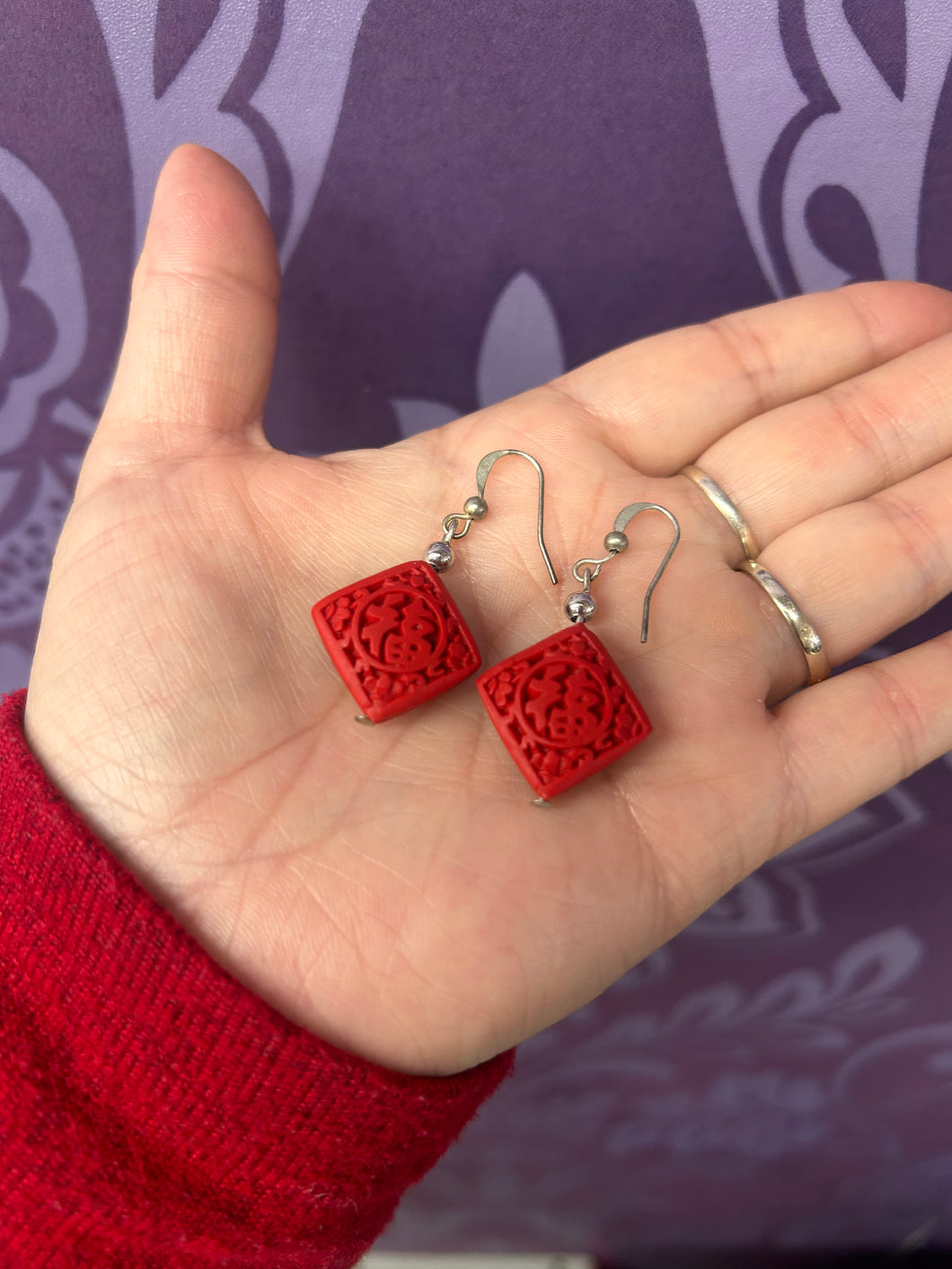 CINNABAR EARRINGS SQUARE