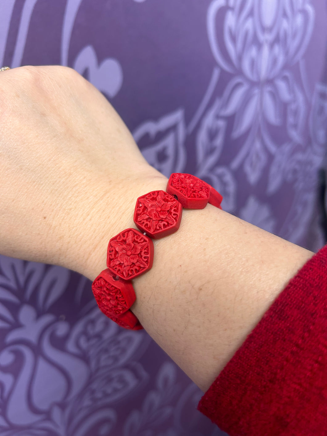 CINNABAR BRACELET HEXAGON 17-21CM