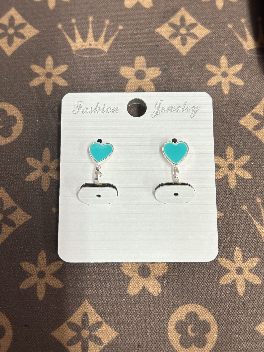 CLIP ON EARRINGS BLUE HEART