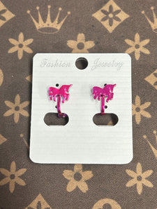 CLIP ON EARRINGS UNICORN PINK