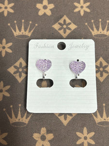 CLIP ON EARRINGS PURPLE HEART