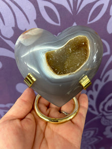 AGATE CRYSTAL CLUSTER HEART 7.8CM