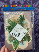 Load image into Gallery viewer, PARTY SHAPE CUT INVITATION TROPICAL 8PK
