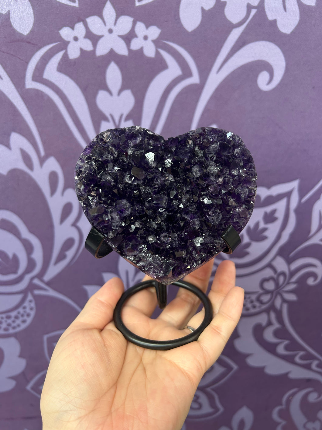 AMETHYST CLUSTER HEART 9.5*8.5CM