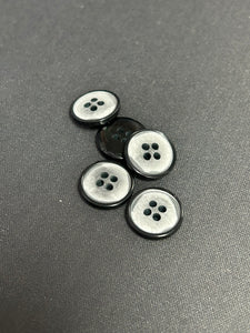 BUTTON BLACK & WHITE 1.5CM 5PCS