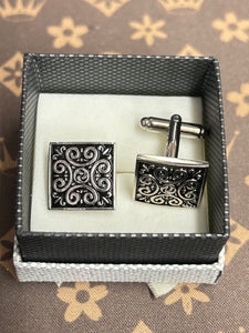 CUFF LINK SILVER PATTERN 1.6*1.6CM