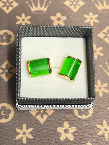 CUFF LINK GOLD WITH GREEN STONE 1.6*1.6CM