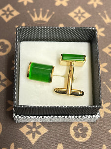 CUFF LINK GOLD WITH GREEN STONE 1.6*1.6CM