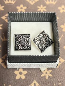 CUFF LINK SILVER PATTERN 1.6*1.6CM