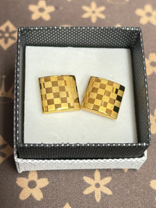 CUFF LINK GOLD TARTAN 1.5*1.5CM