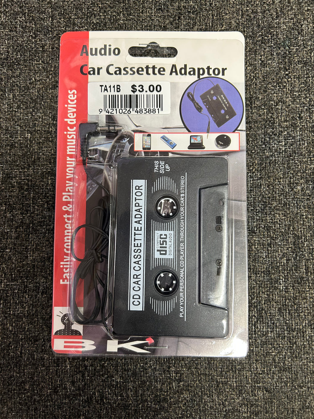 MP3 CASSETTE ADAPTER CONNECT FOR TRANSMITTANCE MISIC