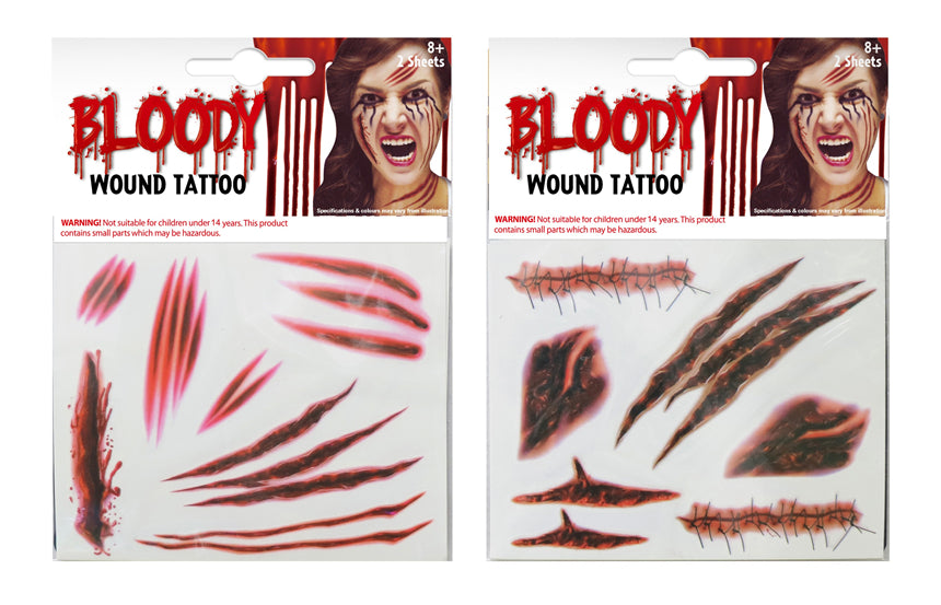 BLOODY WOUND TATTOO SHEET 2 SHEETS