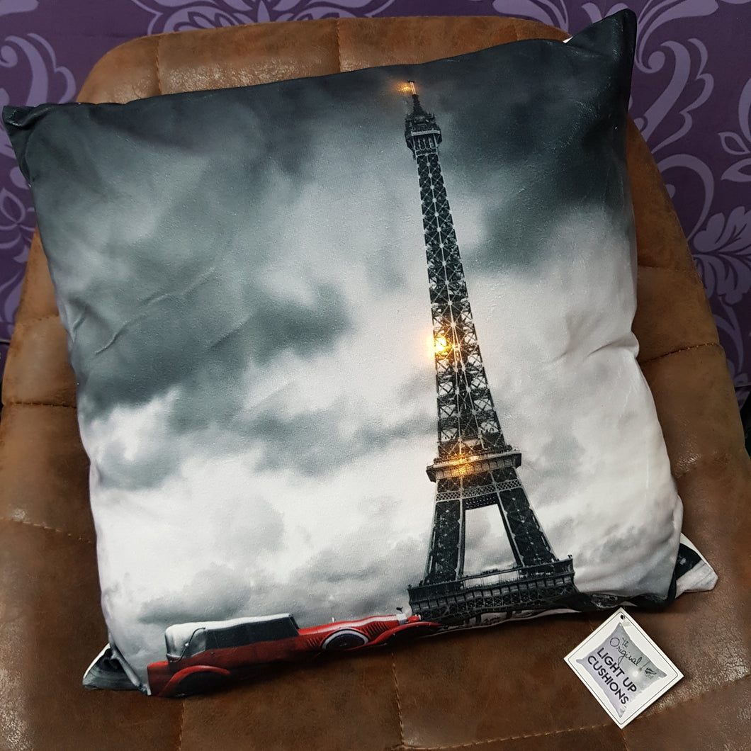 LIGHT UP CUSHION PARIS 40*40CM (Included inner, AAX2 battery not included)