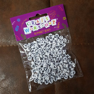 Craft Beads Alphabet White 6mm