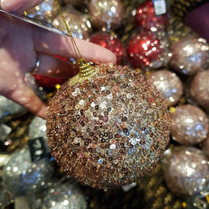 CHRISTMAS SEQUIN BAUBLE 100MM 1PC