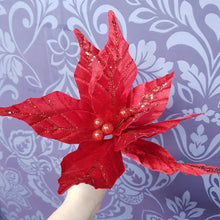 Load image into Gallery viewer, POINSETTIA WITH BERRIES 30CM
