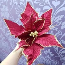 Load image into Gallery viewer, POINSETTIA WITH BERRIES 30CM
