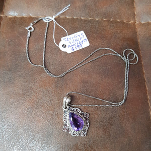 925 STERLING SILVER NECKLACE AMETHYST