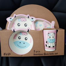 Load image into Gallery viewer, BAMBOO FIBRE KIDS CUTLERY SET PINK COW
