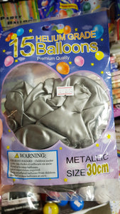 Balloons 30cm 15pc Silver