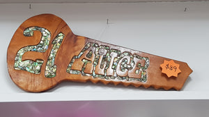 NZ wood 21 key with paua shell 'Alice' 50*30cm