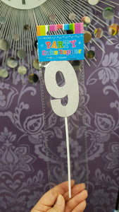 PARTY CAKE TOPPER NUMBER SILVER 0-9 1PC