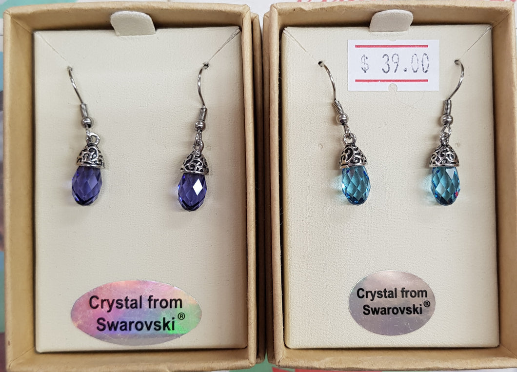 Water drop earrings with swarovski crystal